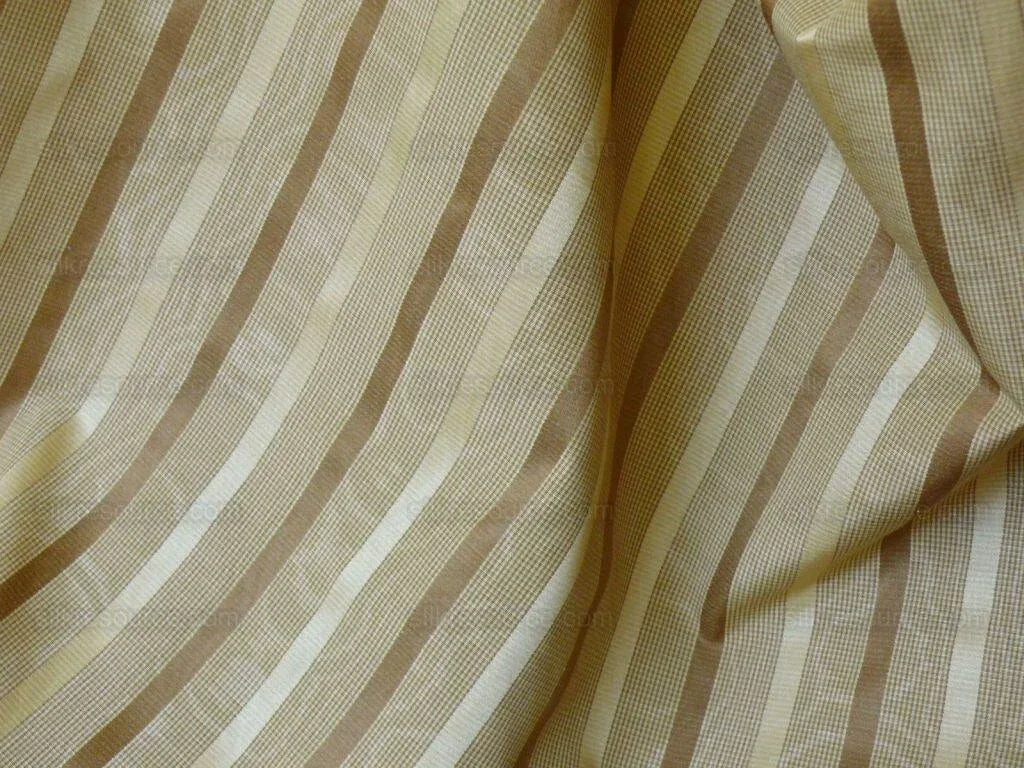 Clarence House Brown Almond &amp; Gold Silky Stripe Bty (#1240) MSRP USD145/y