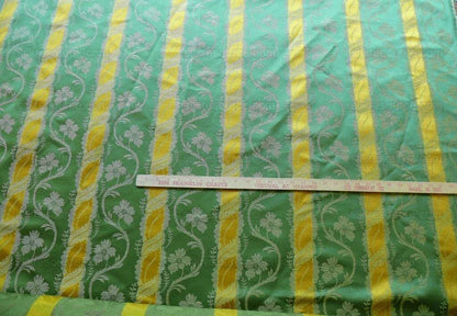 Clarence House Rich Silk Linen Green Gold Floral Stripe Art Nouveau Bty