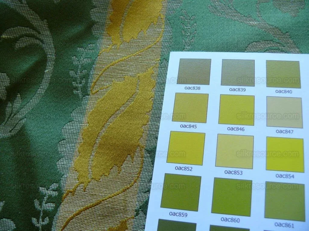 Clarence House Rich Silk Linen Green Gold Floral Stripe Art Nouveau Bty