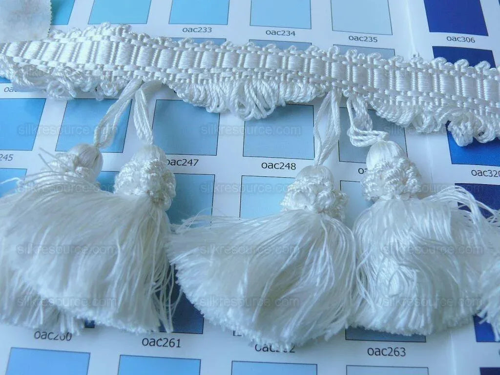 Scalamandre 100% Silk Tassel Fringe Trim Snow White MSRP USD 259/Y Bty