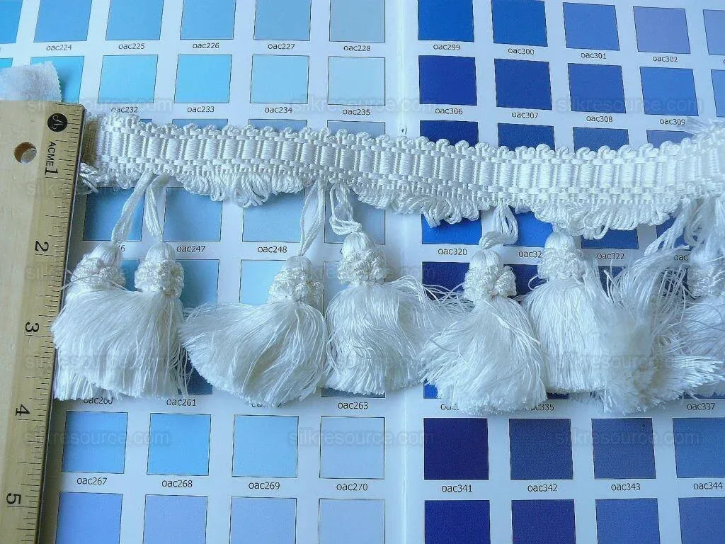Scalamandre 100% Silk Tassel Fringe Trim Snow White MSRP USD 259/Y Bty