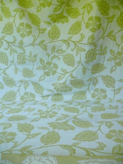 High-End Fennel Green Jacobean Lotus Flower Linen Blend Heavy Tapestry - Reversible