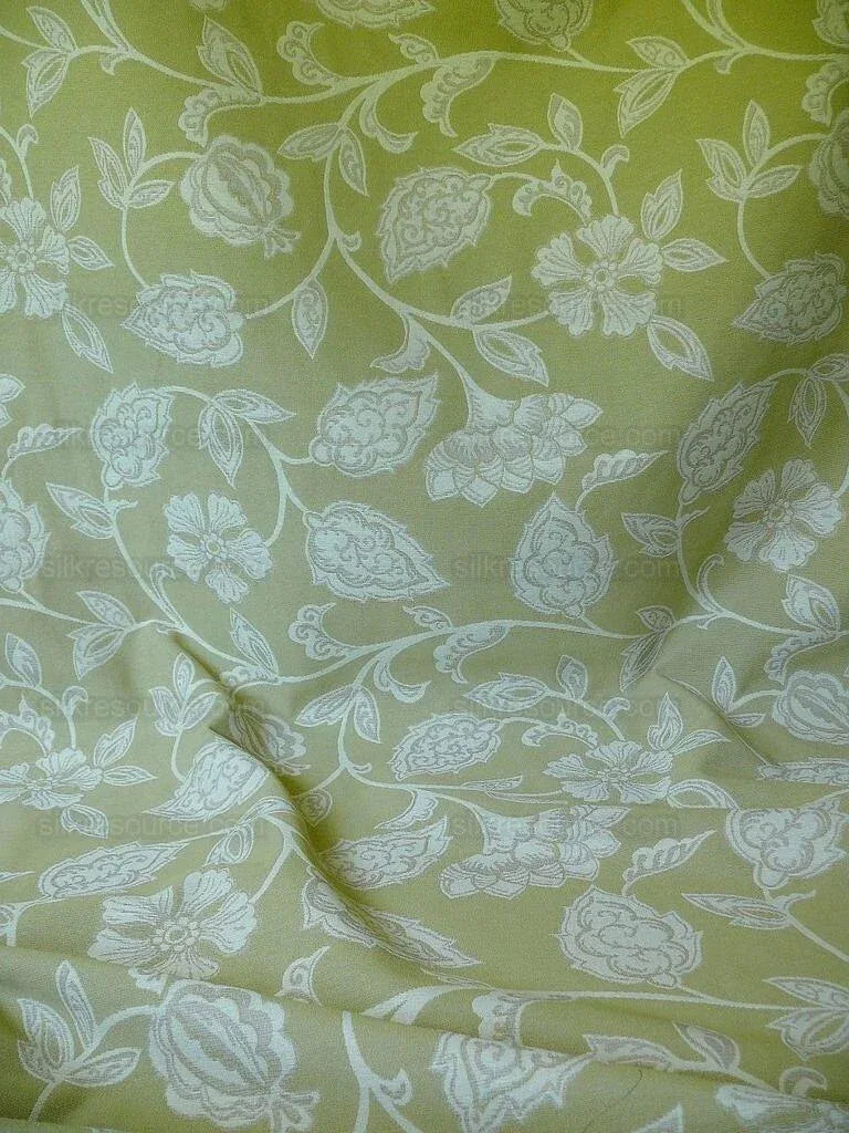 High-End Fennel Green Jacobean Lotus Flower Linen Blend Heavy Tapestry - Reversible