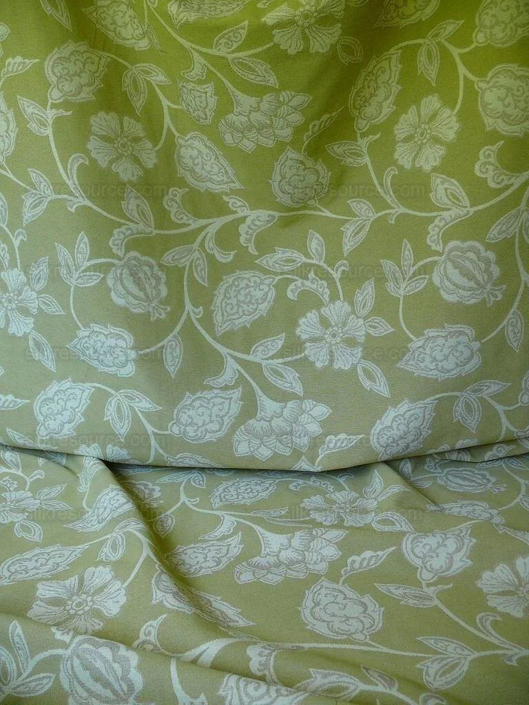 High-End Fennel Green Jacobean Lotus Flower Linen Blend Heavy Tapestry - Reversible