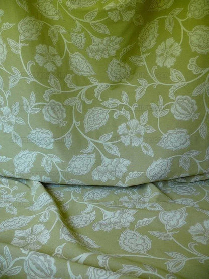 High-End Fennel Green Jacobean Lotus Flower Linen Blend Heavy Tapestry - Reversible