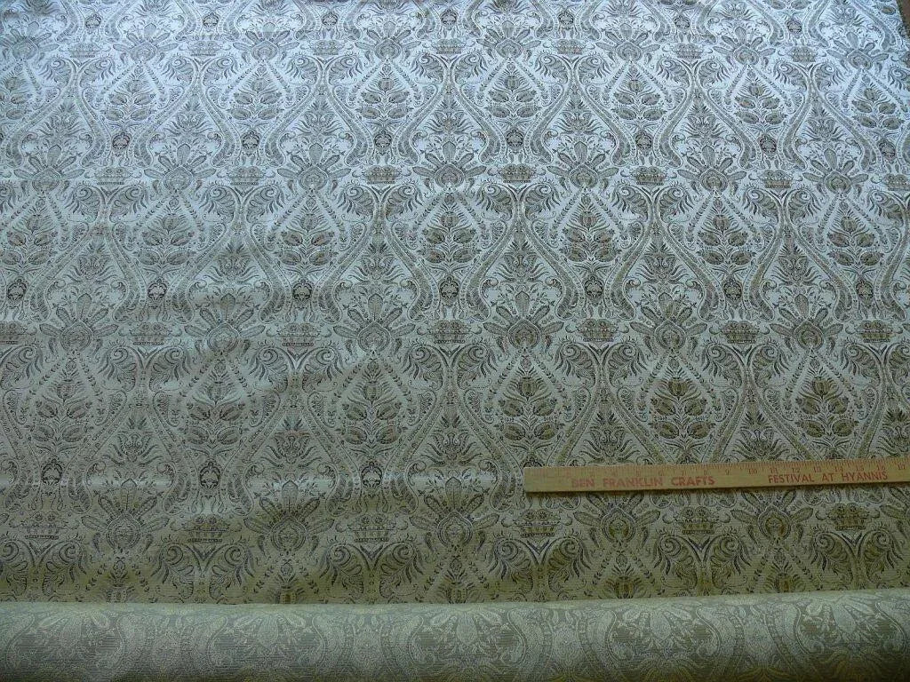 Fabricut Federo 100% Silk Lampas Ren Medallion/artichoke- Gold