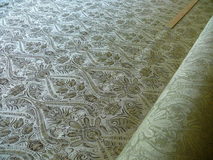 Fabricut Federo 100% Silk Lampas Ren Medallion/artichoke- Gold