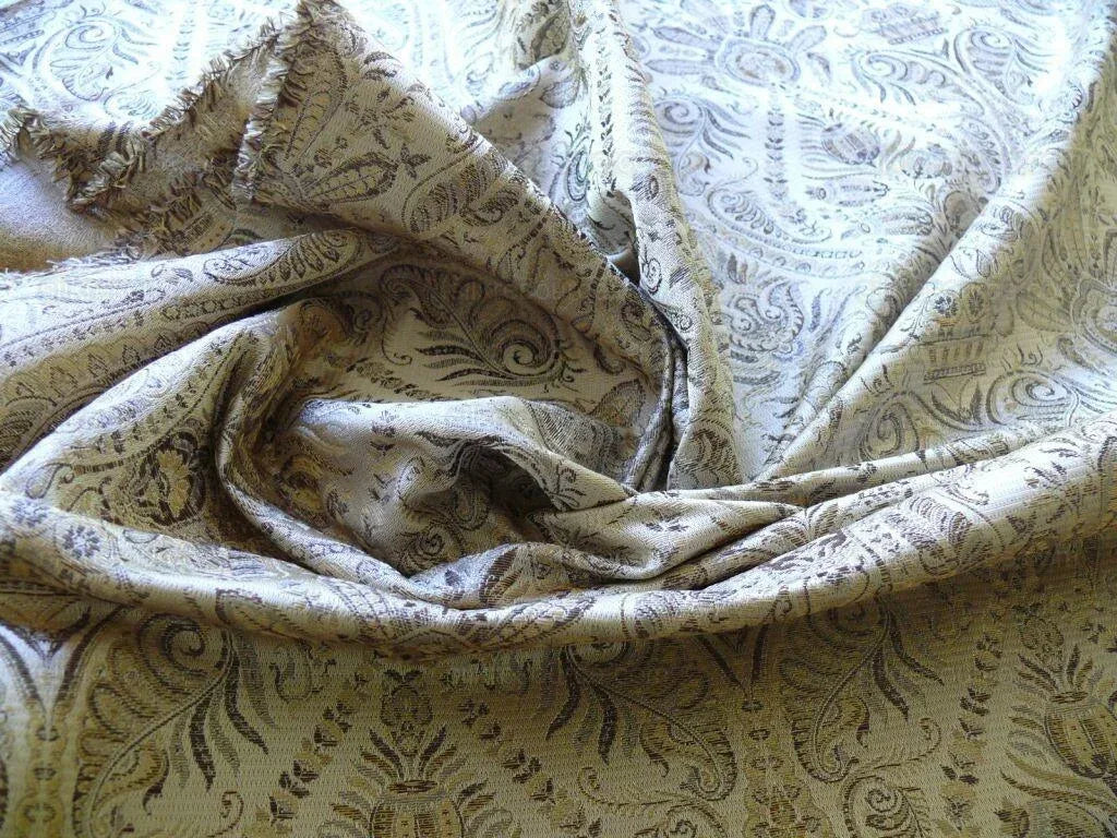 Fabricut Federo 100% Silk Lampas Ren Medallion/artichoke- Gold