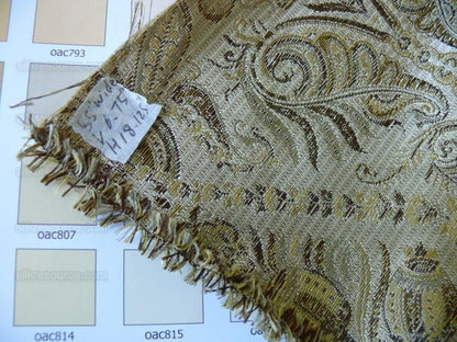 Fabricut Federo 100% Silk Lampas Ren Medallion/artichoke- Gold