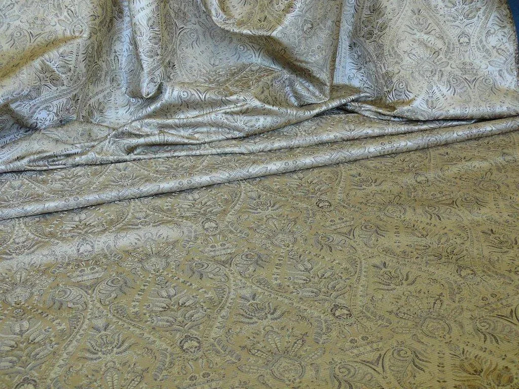 Fabricut Federo 100% Silk Lampas Ren Medallion/artichoke- Gold