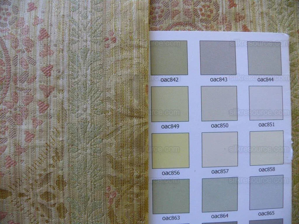 By Yard Fabricut Medallion 100% Silk Stripe In Jasmine Yellow &amp; Pink Green Gold Strie