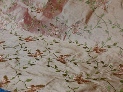 Fabricut 100% Silk Butterfly Trellis Copper Bronze &amp; Peach 1.1y