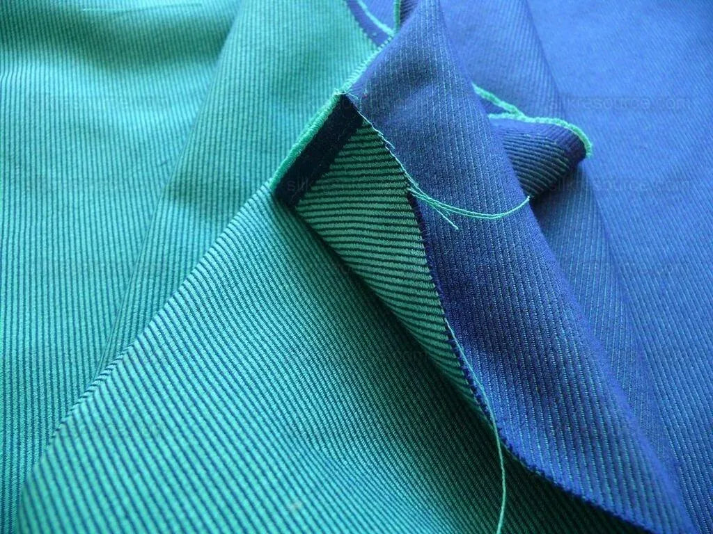 Scalamandre Cross Dye Rich Kelly Green &amp; Deep Blue Cotton Reversible BY Yard