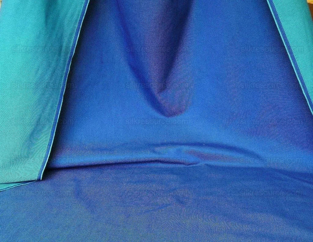 Scalamandre Cross Dye Rich Kelly Green &amp; Deep Blue Cotton Reversible BY Yard