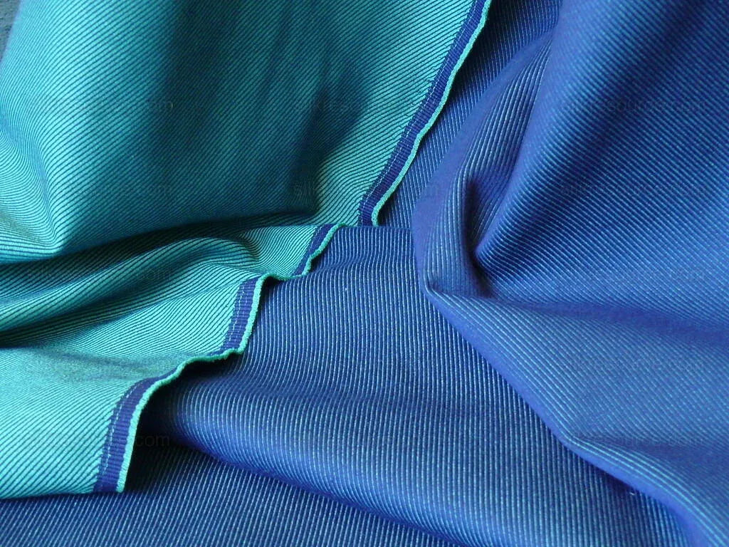 Scalamandre Cross Dye Rich Kelly Green &amp; Deep Blue Cotton Reversible BY Yard