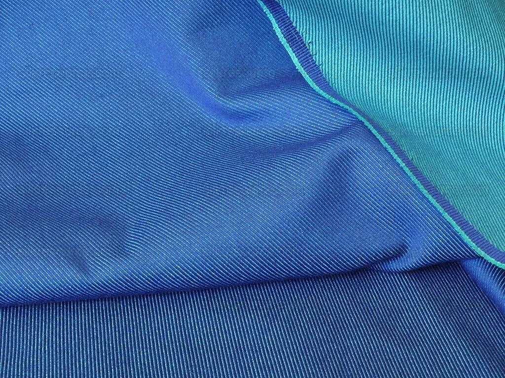 Scalamandre Cross Dye Rich Kelly Green &amp; Deep Blue Cotton Reversible BY Yard