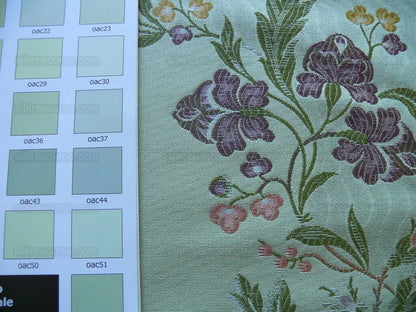Fabricut Roven Ritz Paris Italian Made Teaberry Green Lavndr/pnk