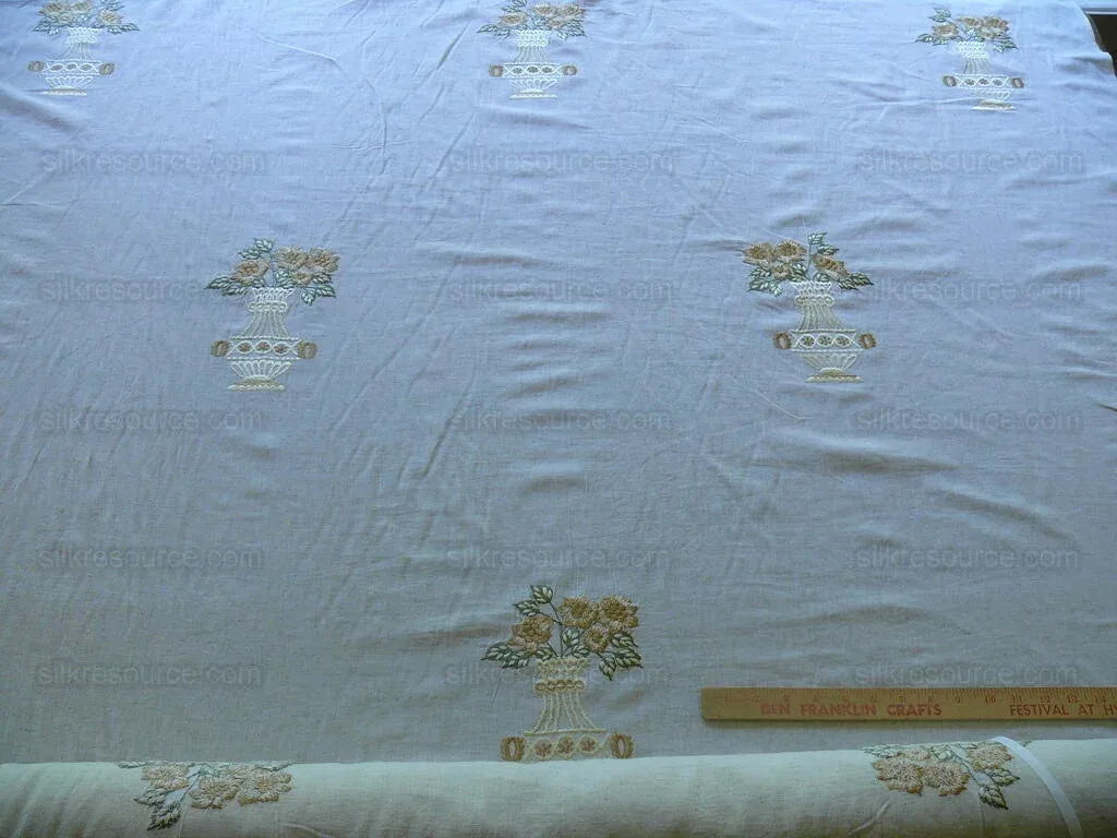 Fabricut Quilvio Embrd Linen/cotton Marigold Yellow On Nat Bty