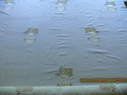 Fabricut Quilvio Embrd Linen/cotton Marigold Yellow On Nat Bty