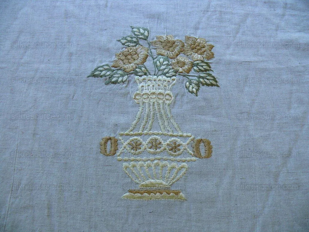 Fabricut Quilvio Embrd Linen/cotton Marigold Yellow On Nat Bty