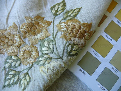 Fabricut Quilvio Embrd Linen/cotton Marigold Yellow On Nat Bty