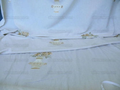 Fabricut Quilvio Embrd Linen/cotton Marigold Yellow On Nat Bty