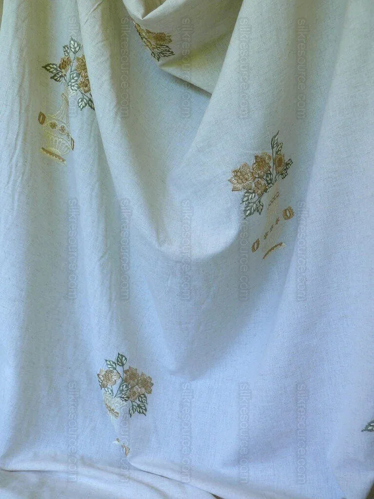 Fabricut Quilvio Embrd Linen/cotton Marigold Yellow On Nat Bty