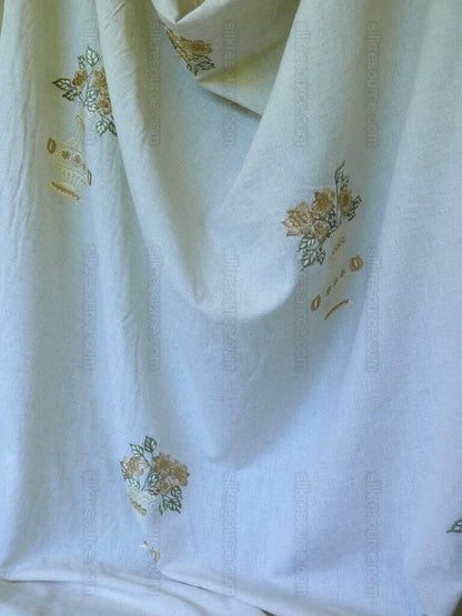 Fabricut Quilvio Embrd Linen/cotton Marigold Yellow On Nat Bty