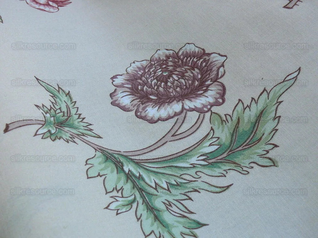 Clarence House English Spring Rose Tulip Pink Blue Green on Tan Botanical Printed Cotton Chintz BY Yard
