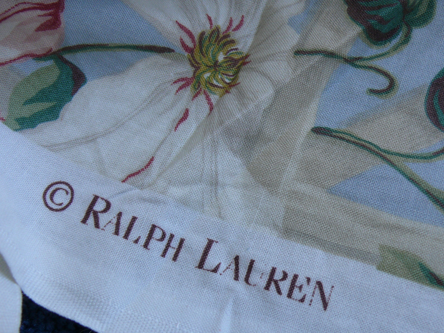 By Yard Ralph Lauren Climbing Clematis Flower On Wooden Lattice Blue Pink Printed Cotton Chintz