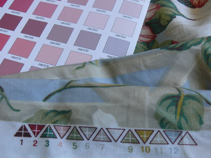 By Yard Ralph Lauren Climbing Clematis Flower On Wooden Lattice Blue Pink Printed Cotton Chintz