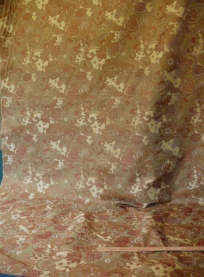 Bty Feathery Lace Paisley 100% Silk Lampas "474tuscana" Gold Bn