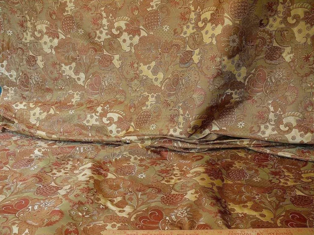 Bty Feathery Lace Paisley 100% Silk Lampas "474tuscana" Gold Bn