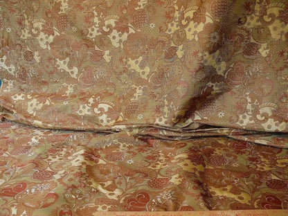 Bty Feathery Lace Paisley 100% Silk Lampas "474tuscana" Gold Bn