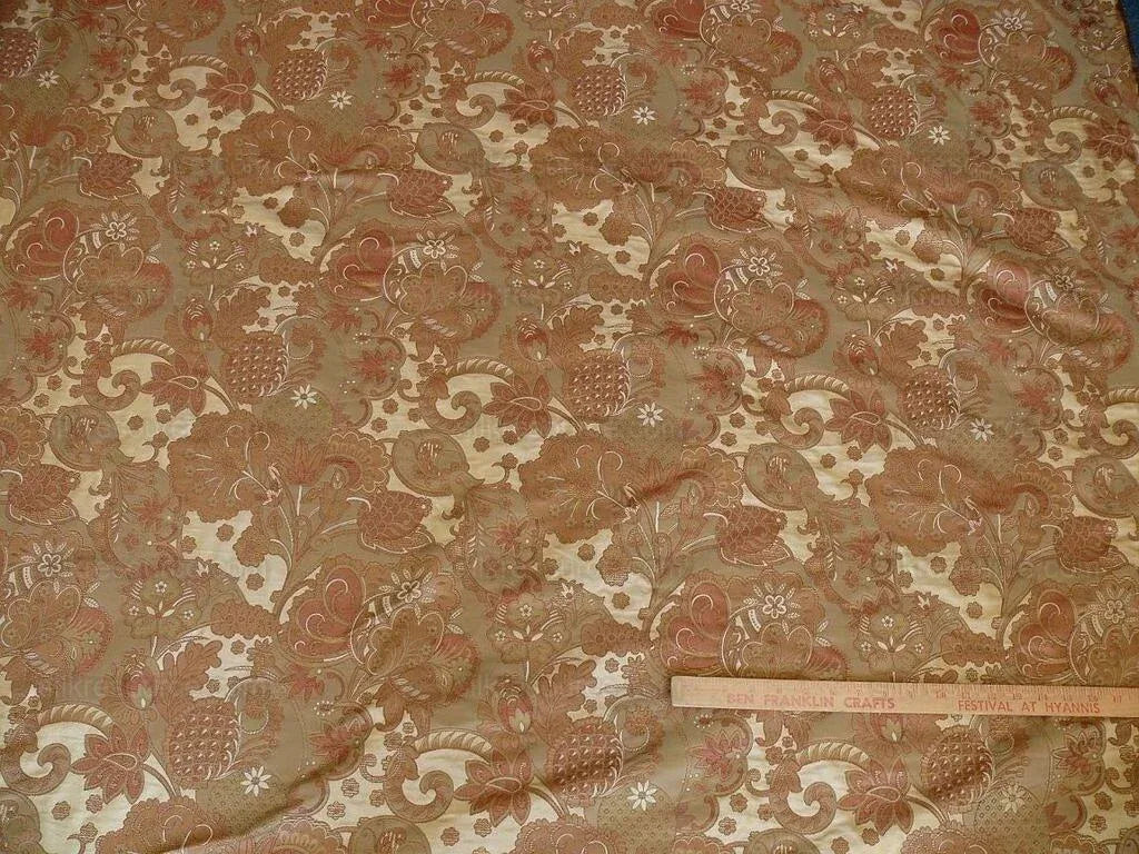 Bty Feathery Lace Paisley 100% Silk Lampas "474tuscana" Gold Bn