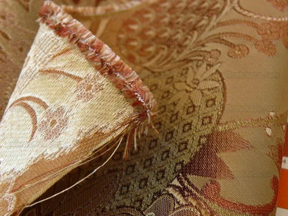 Bty Feathery Lace Paisley 100% Silk Lampas "474tuscana" Gold Bn