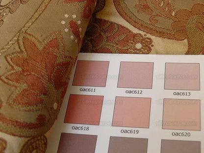 Bty Feathery Lace Paisley 100% Silk Lampas "474tuscana" Gold Bn