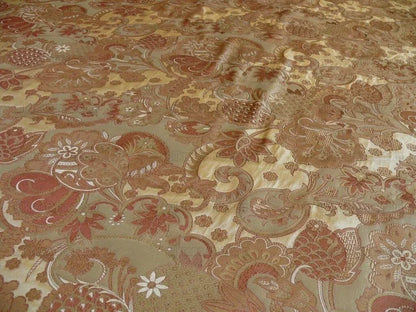 Bty Feathery Lace Paisley 100% Silk Lampas "474tuscana" Gold Bn