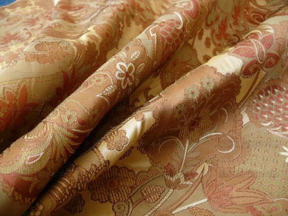 Bty Feathery Lace Paisley 100% Silk Lampas "474tuscana" Gold Bn