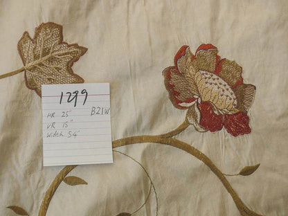 Schumacher Silk Embroidery Lotus Passion Flower Crimson Red Cream White Bty