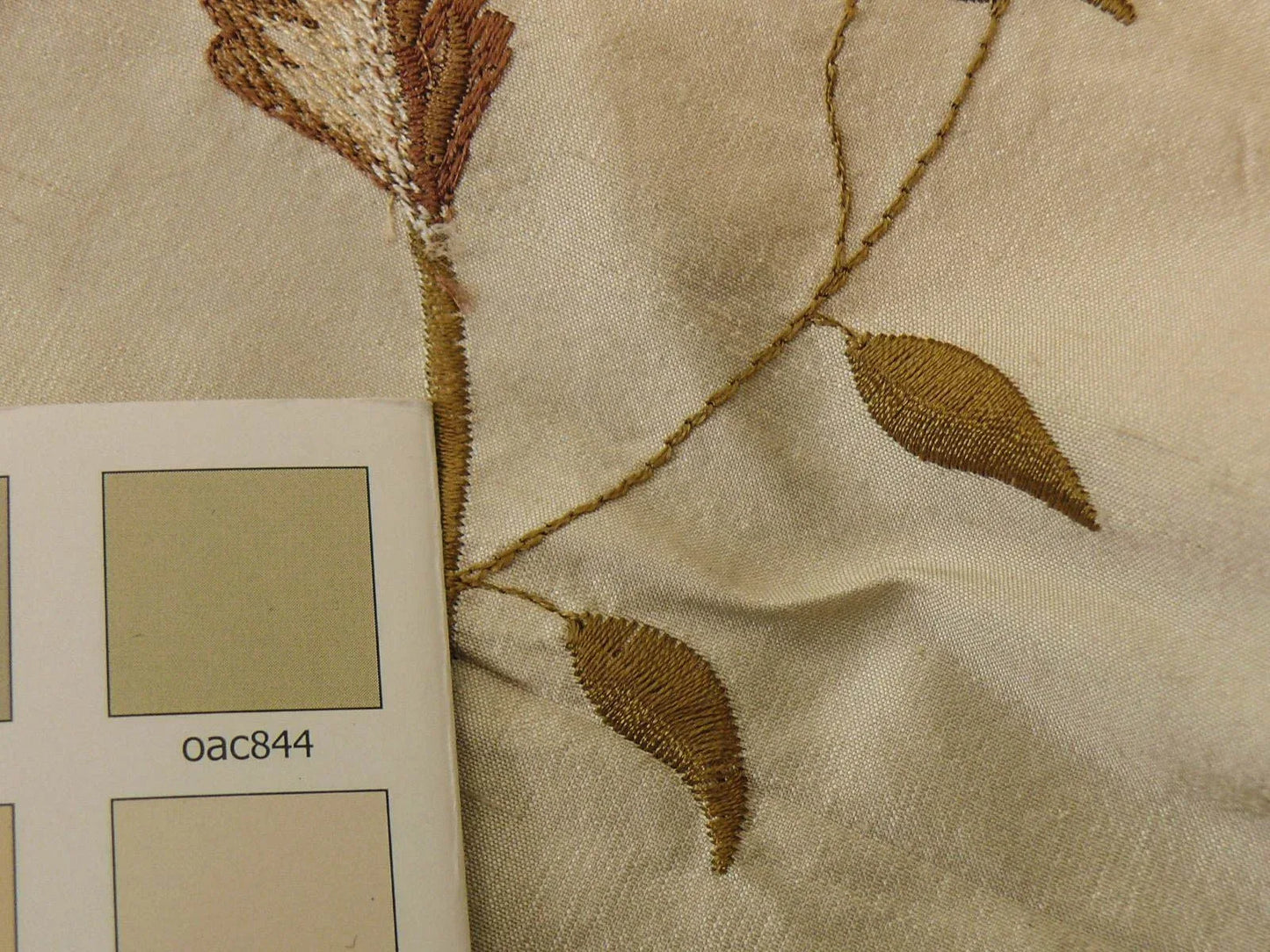 Schumacher Silk Embroidery Lotus Passion Flower Crimson Red Cream White Bty