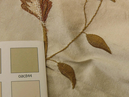 Schumacher Silk Embroidery Lotus Passion Flower Crimson Red Cream White Bty