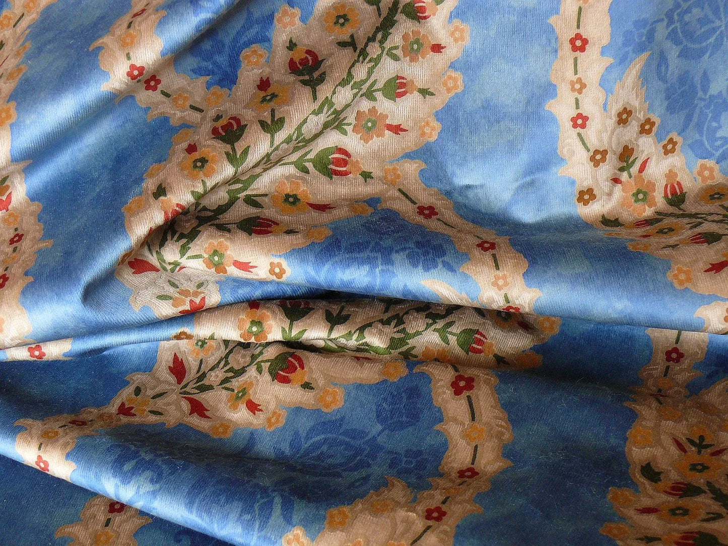 Brunschwig & Fils Kuthaya Cut & Printed Velvet Blue Red Multi