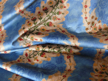 Brunschwig & Fils Kuthaya Cut & Printed Velvet Blue Red Multi