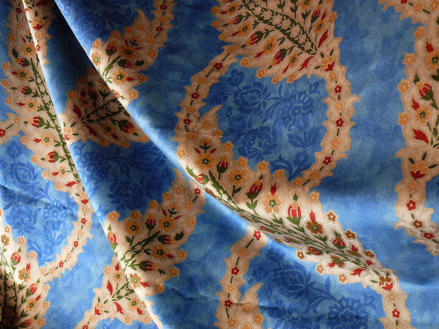 Brunschwig & Fils Kuthaya Cut & Printed Velvet Blue Red Multi