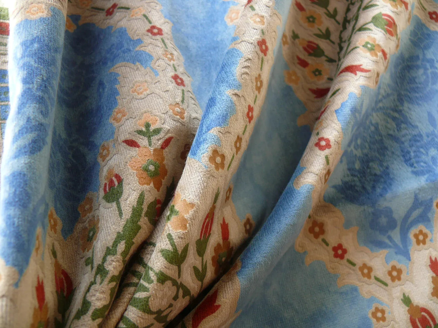 Brunschwig & Fils Kuthaya Cut & Printed Velvet Blue Red Multi