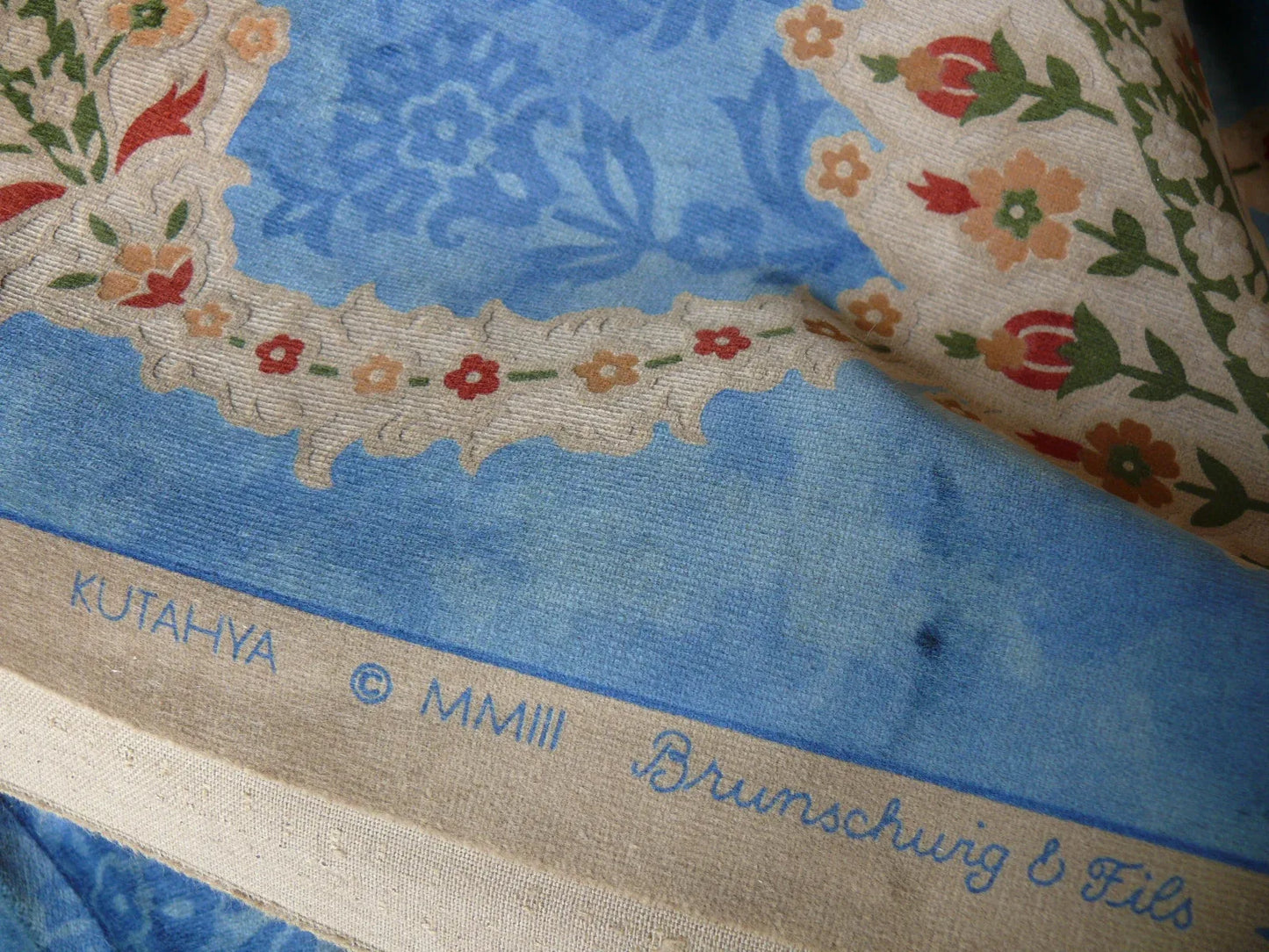 Brunschwig & Fils Kuthaya Cut & Printed Velvet Blue Red Multi