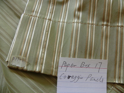 Coraggio Textile Fabric 3yard from Italy Highest Quality Silk Stripe Green Gold Renaissance MSRP USD 300+/yard