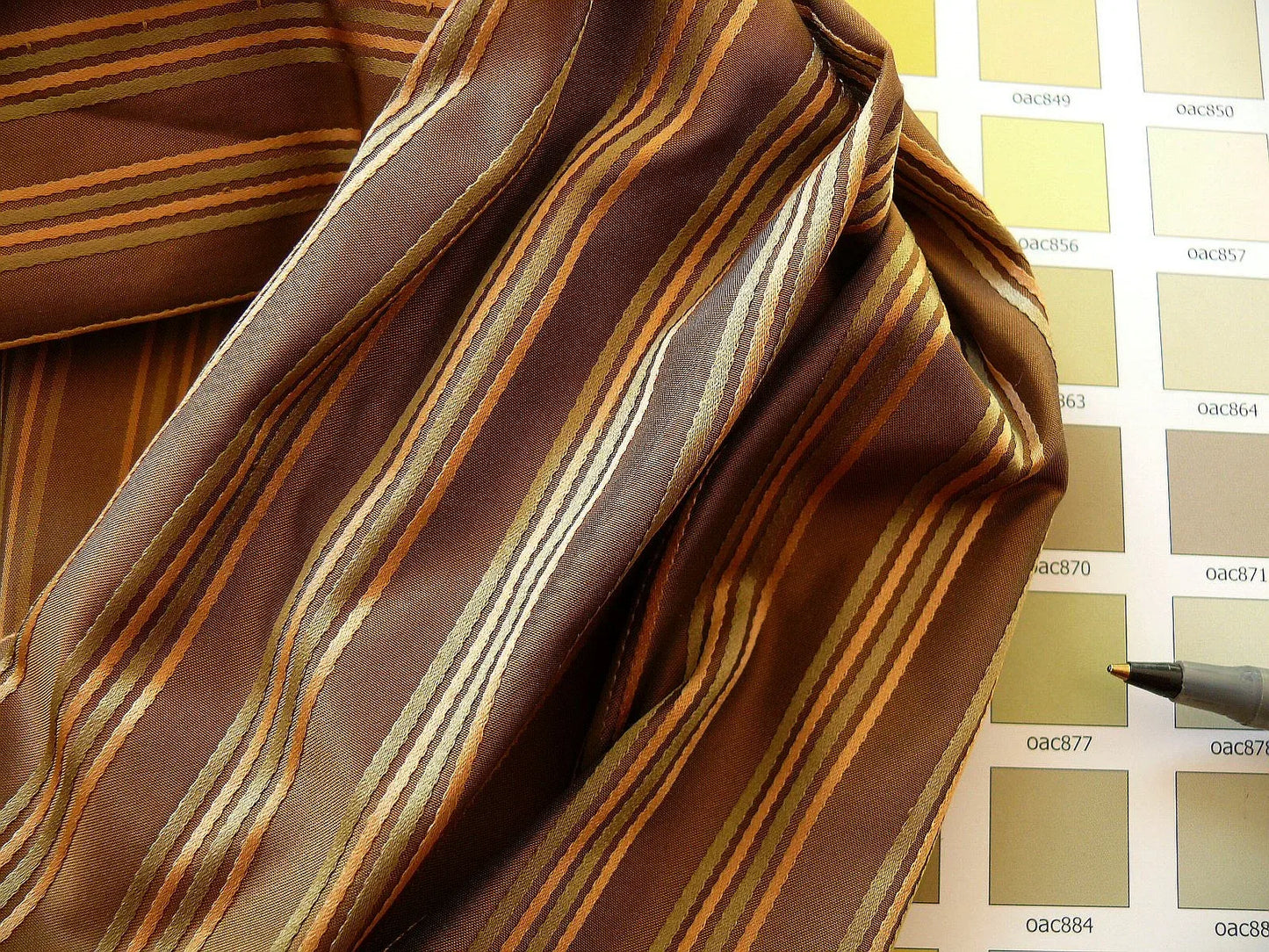 Coraggio Textile Fabric 3yard from Italy Highest Quality Silk Stripe Brown Gold Renaissance MSRP USD 300+/yard