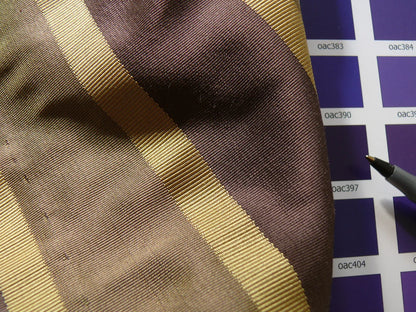 Coraggio Textile Fabric 3yard from Italy Highest Quality Silk Wide Stripe Green Brown Gold MSRP USD 300+/yard